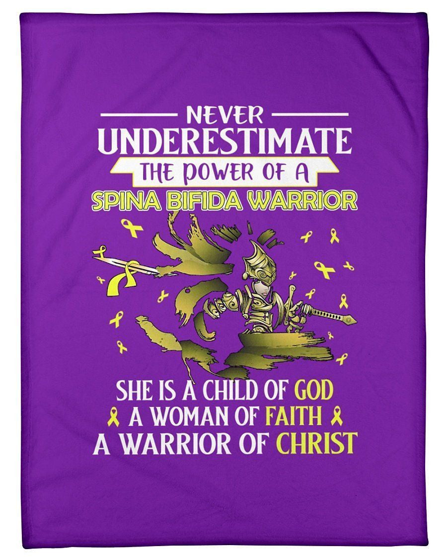 Never Underestimate The Power Of A Spina Bifida Warridor God Faith Christ Fleece Blanket