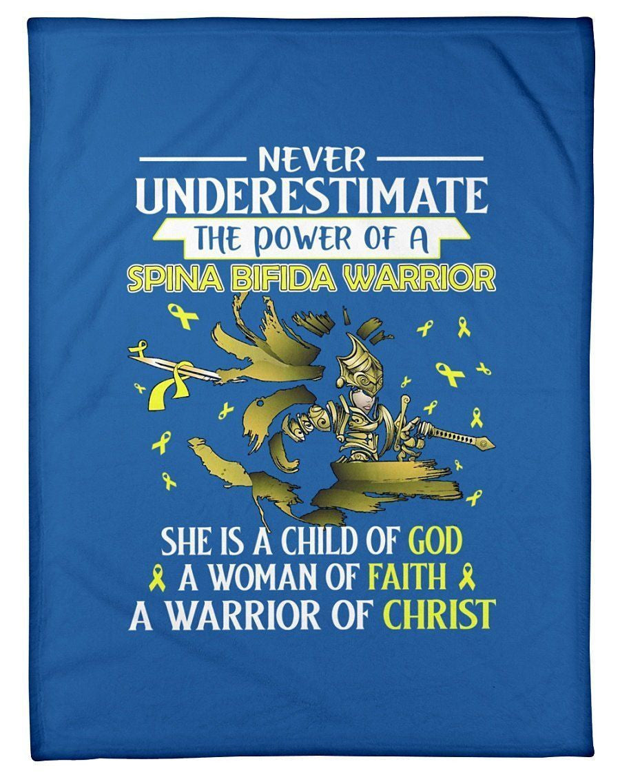 Never Underestimate The Power Of A Spina Bifida Warridor God Faith Christ Fleece Blanket