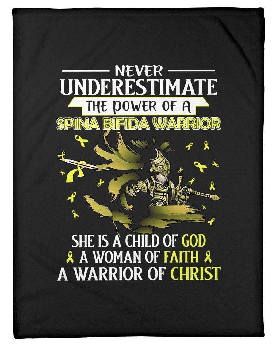 Never Underestimate The Power Of A Spina Bifida Warridor God Faith Christ Fleece Blanket
