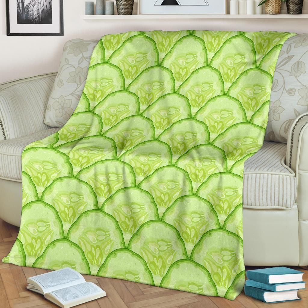 Cucumber Slices Pattern Print Design Fleece Blanket