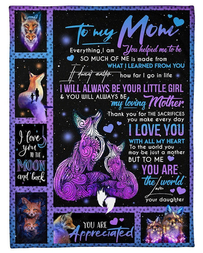Fox Fleece Blanket Gift For Mom You Are The World