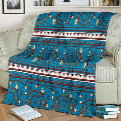 Dream Catcher Aztec Blue Fleece Blanket