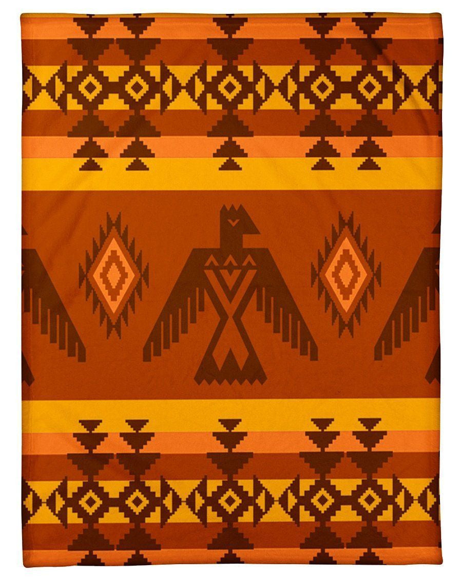 Maya Orange Pattern Fleece Blanket