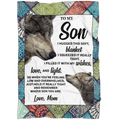 To My Son Wolf Love Mom And Baby Fleece Blanket