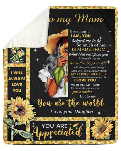 Daughter To My Mom Sunflowers I Love You Fleece Blanket Sherpa Blanket