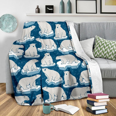 Polar Bear Winter Pattern Print Design Fleece Blanket