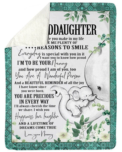 Elephant Lovely Message From Nanny For Granddaughters Fleece Blanket