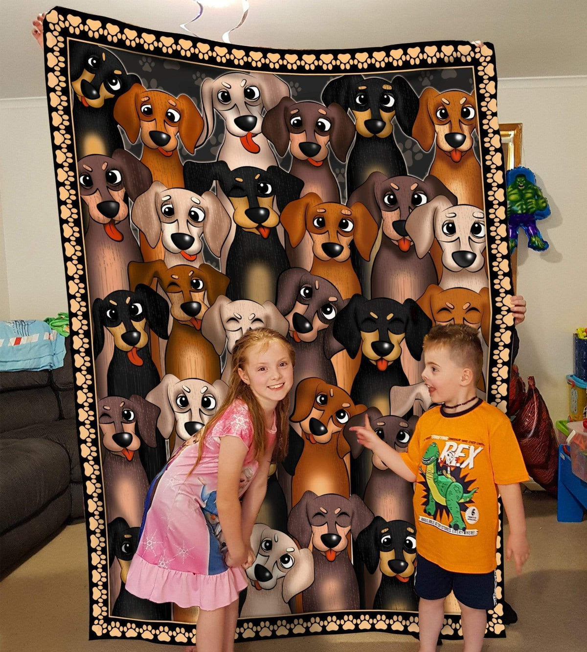 Collection Dachshund Cartoon Printed Fleece Blanket