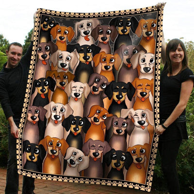 Collection Dachshund Cartoon Printed Fleece Blanket