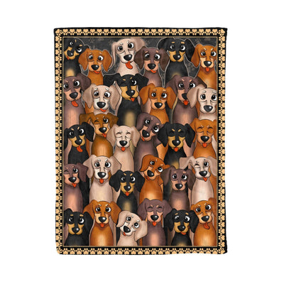 Collection Dachshund Cartoon Printed Fleece Blanket