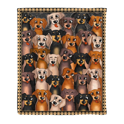 Collection Dachshund Cartoon Printed Fleece Blanket
