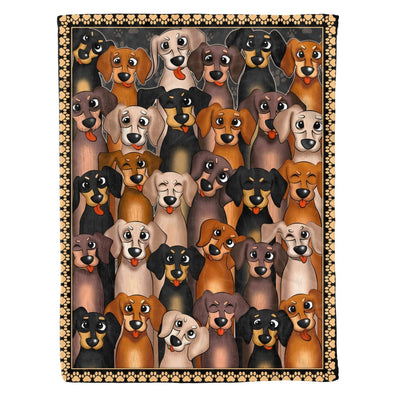 Collection Dachshund Cartoon Printed Fleece Blanket