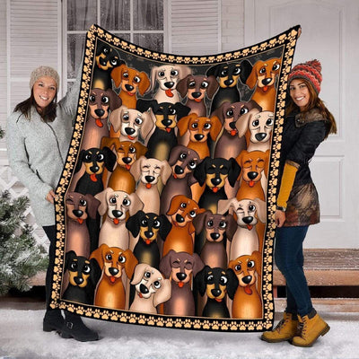 Collection Dachshund Cartoon Printed Fleece Blanket