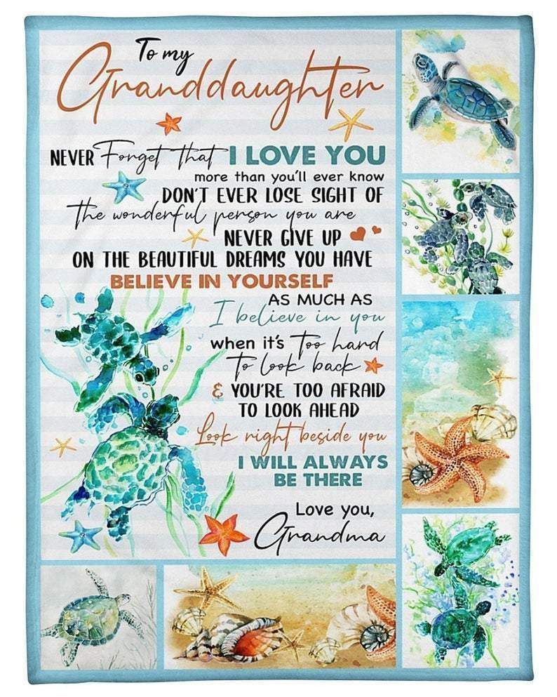Turtles Never Forget That I Love You Grandma Gift For Granddaughter Fleece Blanket