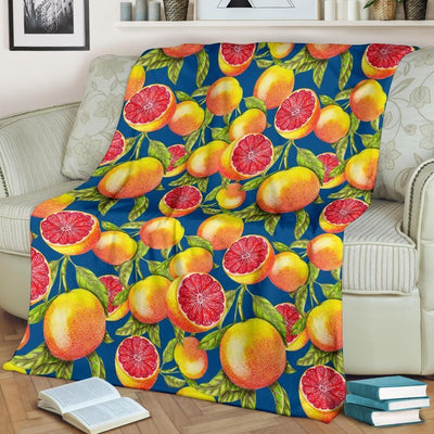 Grapefruit Pattern Print Design Blue Fleece Blanket