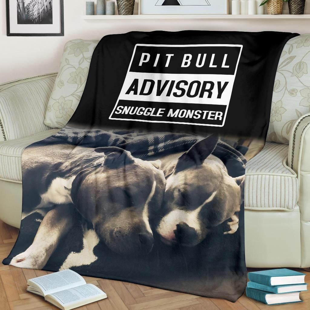 Pit Bull Advisory Snuggle Monster Printed Fleece Blanket
