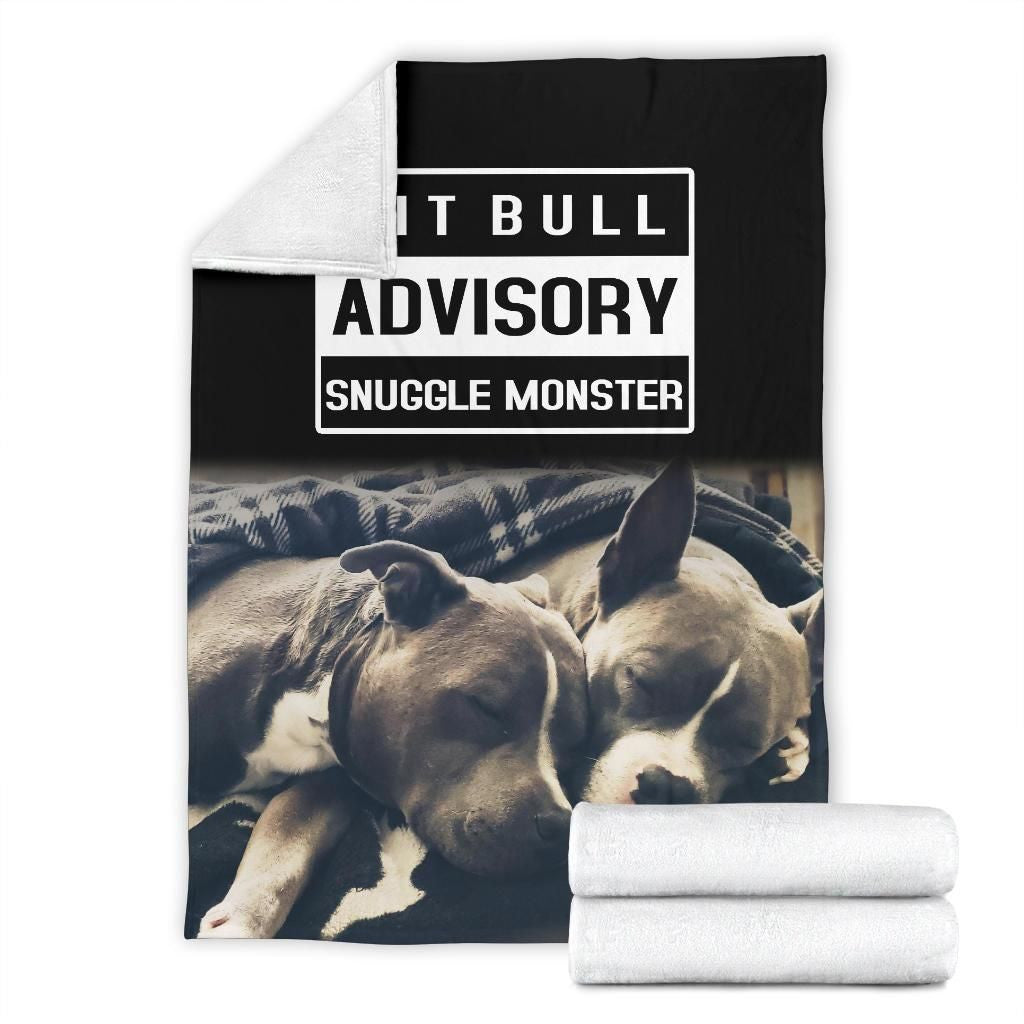 Pit Bull Advisory Snuggle Monster Printed Fleece Blanket
