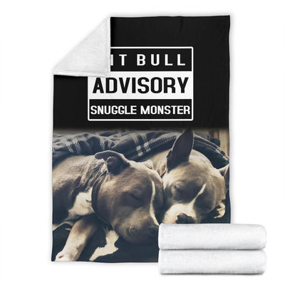 Pit Bull Advisory Snuggle Monster Printed Fleece Blanket