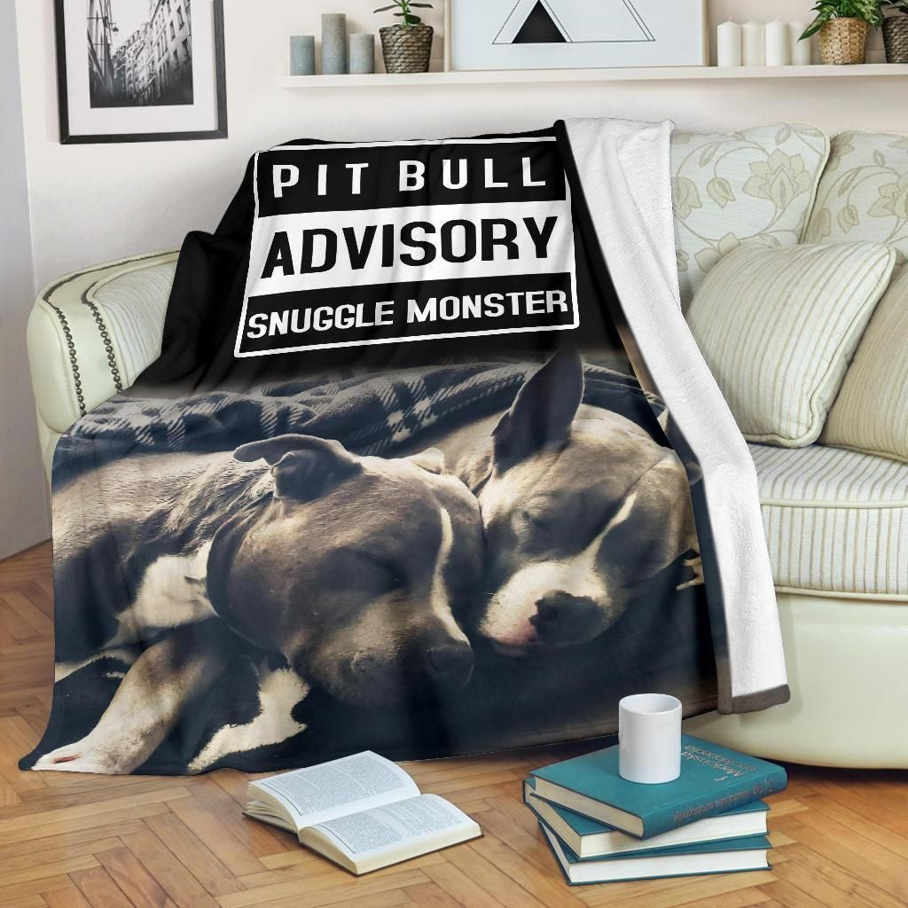 Pit Bull Advisory Snuggle Monster Printed Fleece Blanket
