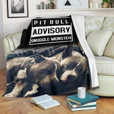 Pit Bull Advisory Snuggle Monster Printed Fleece Blanket