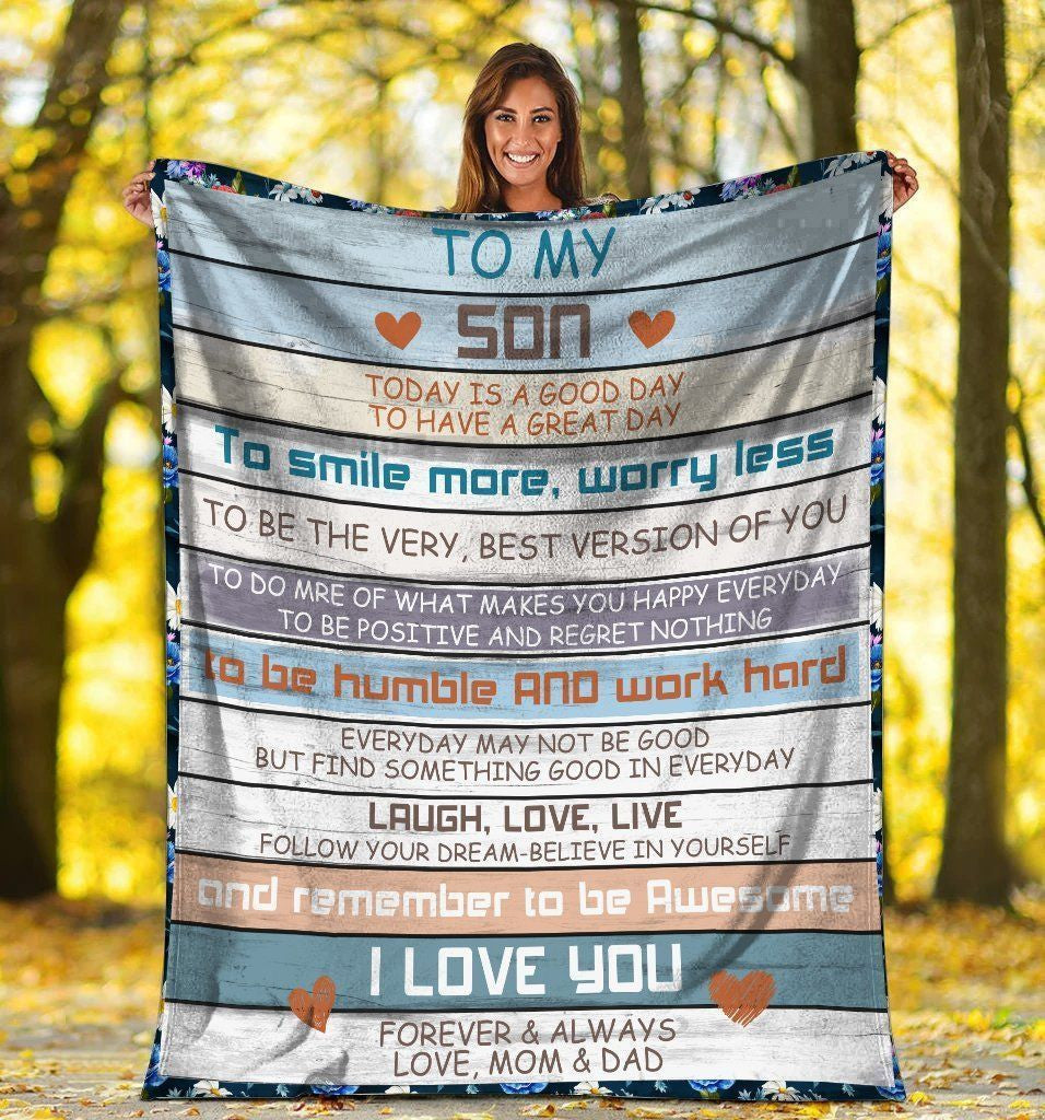 To My Son Today Is A Good Day Fleece Blanket