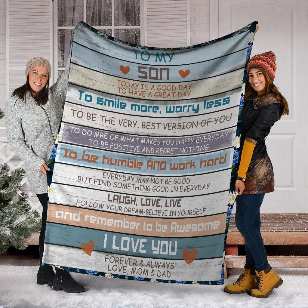 To My Son Today Is A Good Day Fleece Blanket