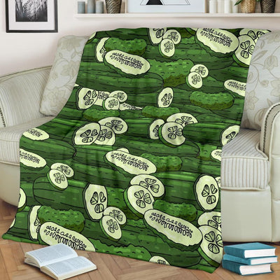 Cucumber Pattern Print Design Green Fleece Blanket