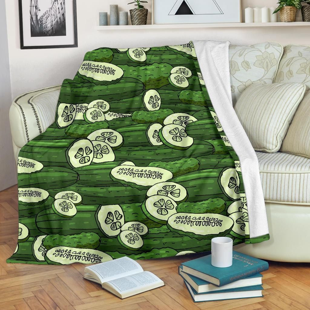 Cucumber Pattern Print Design Green Fleece Blanket