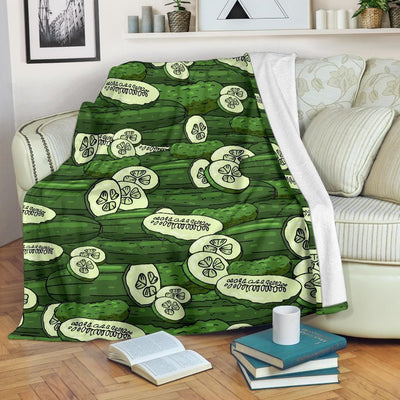 Cucumber Pattern Print Design Green Fleece Blanket