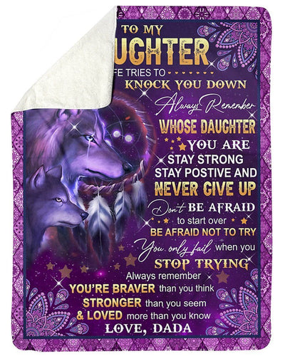 Dada To Daughter Fleece Blanket You're Braver Than You Think Sherpa Blanket