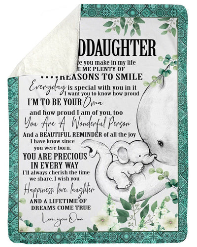 Elephant Lovely Message From Oma For Granddaughters Fleece Blanket