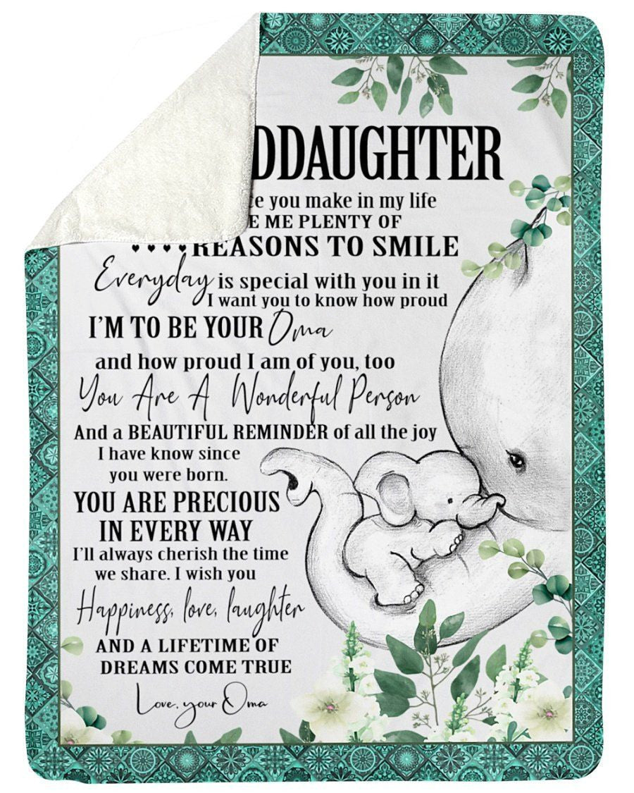 Elephant Lovely Message From Oma For Granddaughters Fleece Blanket