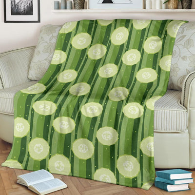 Cucumber Pattern Print Design Stripes Green Fleece Blanket