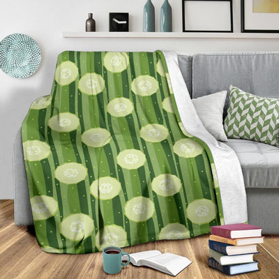 Cucumber Pattern Print Design Stripes Green Fleece Blanket