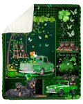 Rottweiler Truck Irish St Patricks Day Gift For Dog Lover Fleece Blanket