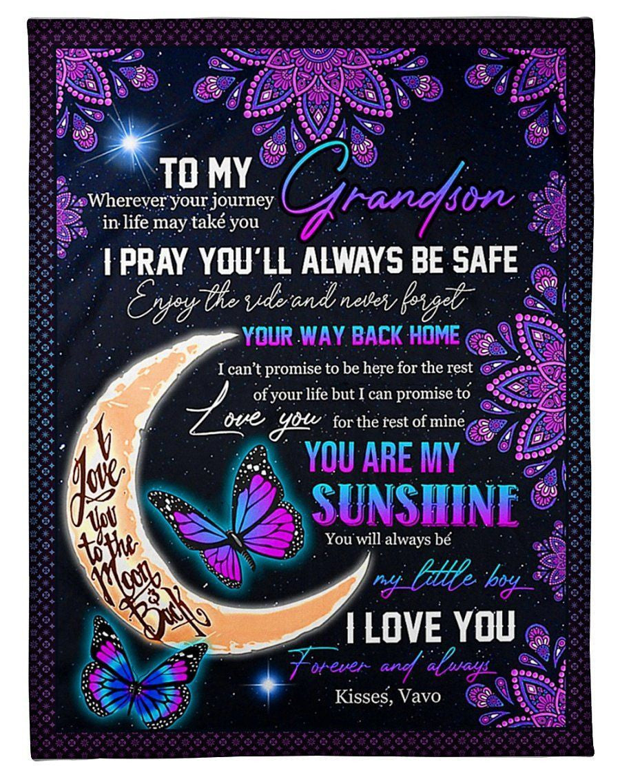 Never Forget Your Way Back Home Vavo To Grandson Fleece Blanket Fleece Blanket