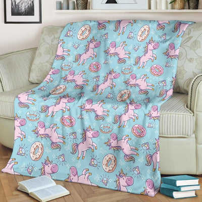 Donut Unicorn Pattern Print Design Fleece Blanket