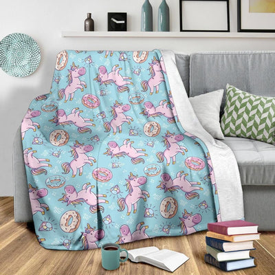 Donut Unicorn Pattern Print Design Fleece Blanket