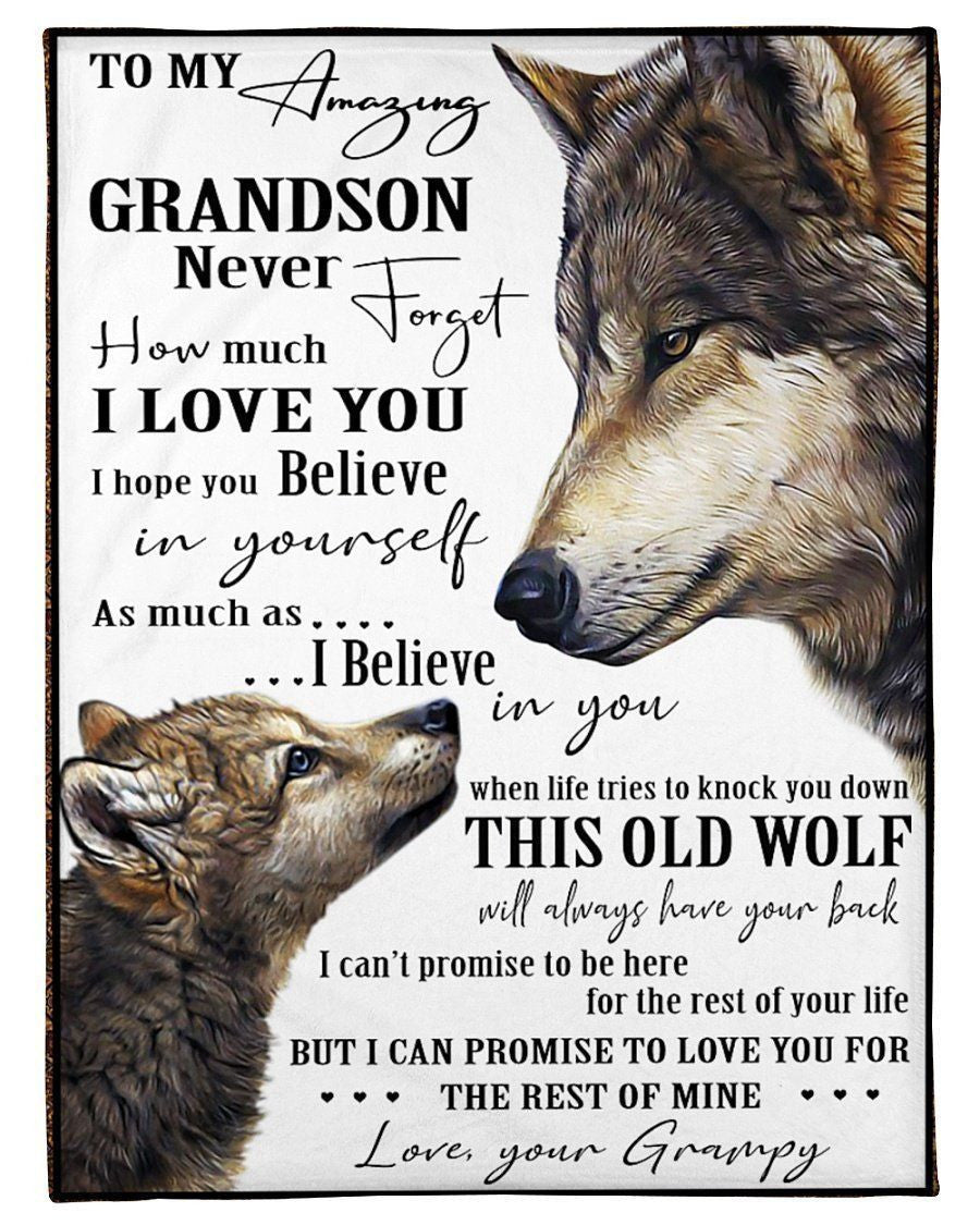 Grampy Gift For Grandson Never Forget How Much I Love You Fleece Blanket