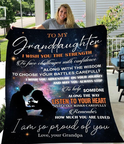 To My Granddaughter You're Welcome Fleece Blanket