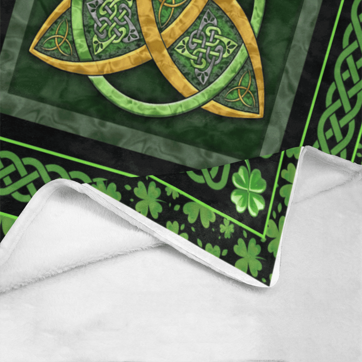 Irish Clover Symbol Green Fleece Blanket