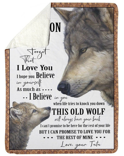Wolves Love Message To Grandson From Tata Fleece Blanket
