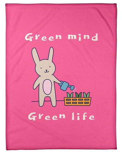 Rabbit Green Mind Green Life Fleece Blanket