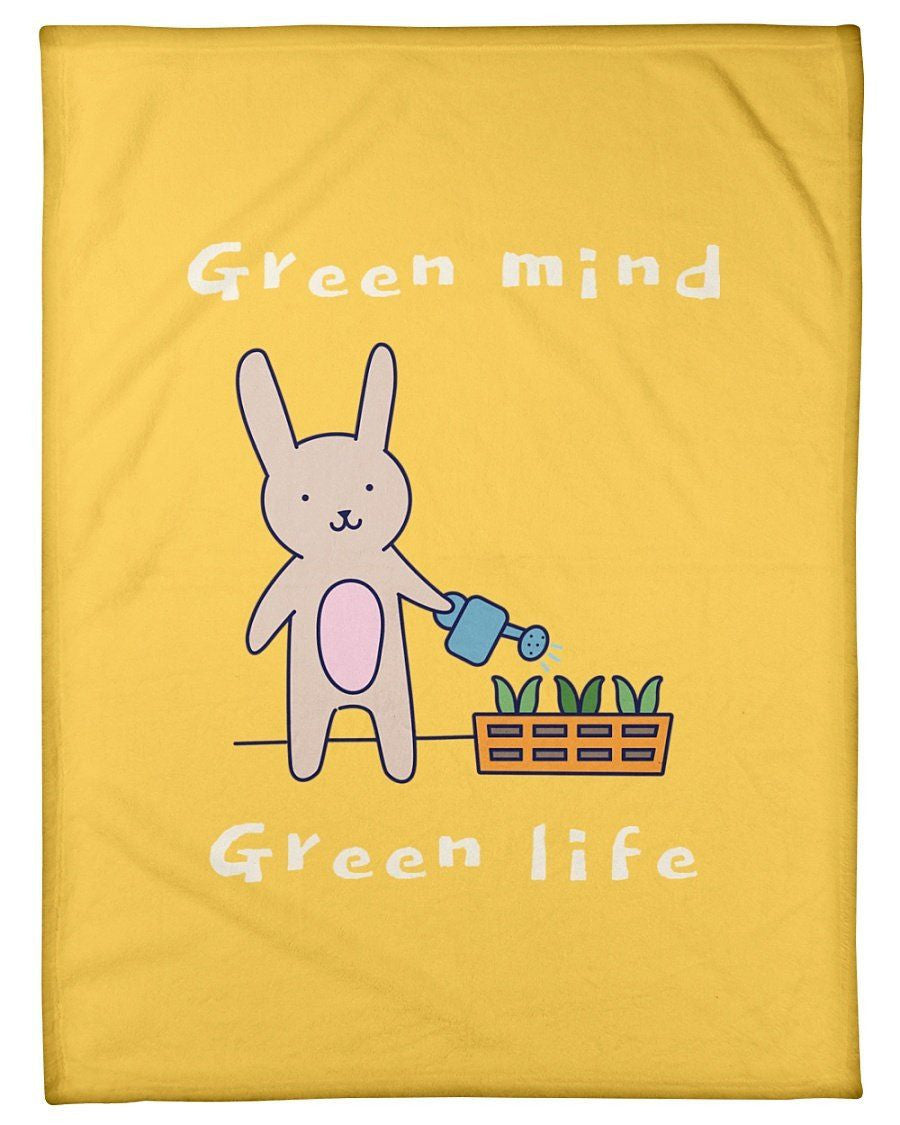 Rabbit Green Mind Green Life Fleece Blanket