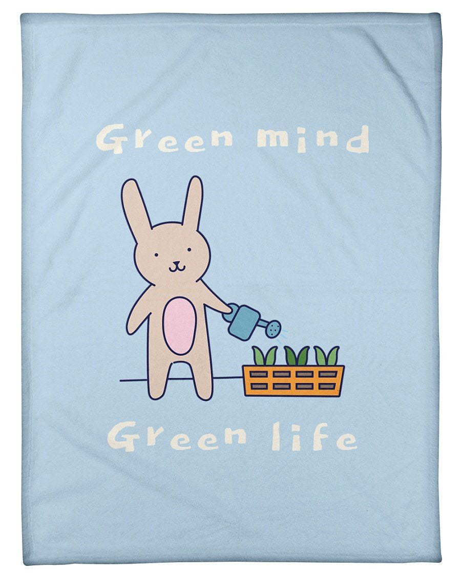 Rabbit Green Mind Green Life Fleece Blanket