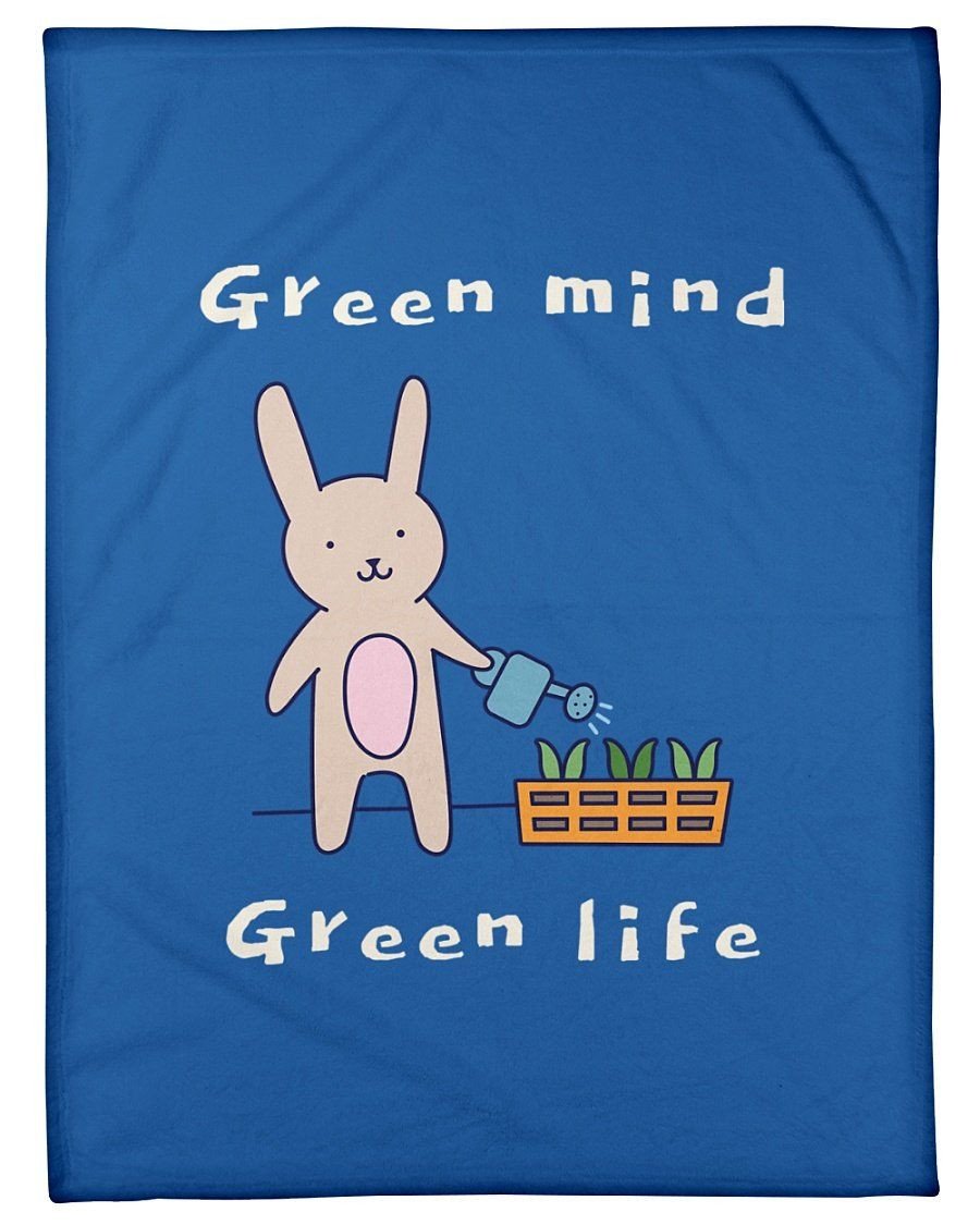 Rabbit Green Mind Green Life Fleece Blanket