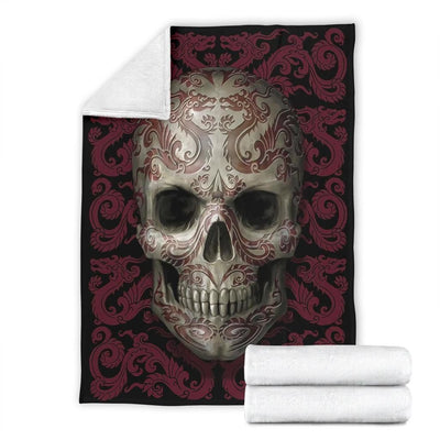 Tattoo Dragon Skull Head Printed Fleece Blanket