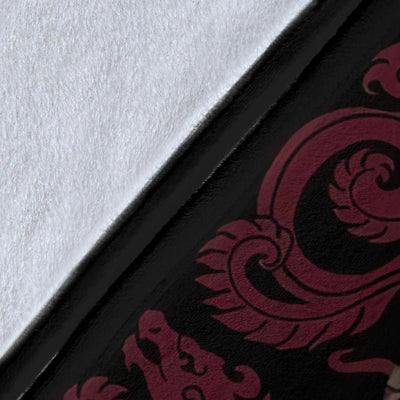 Tattoo Dragon Skull Head Printed Fleece Blanket