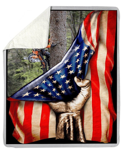 Arborist American Flag Fleece Blanket