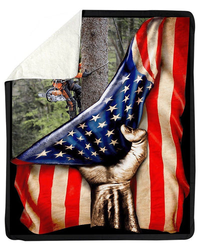 Arborist American Flag Fleece Blanket